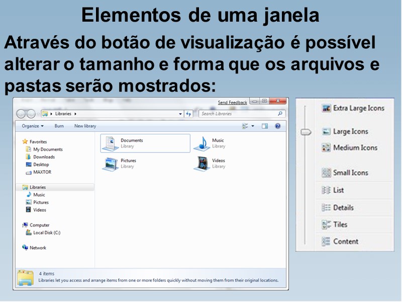 Através do botão de visualização é possível alterar o tamanho e forma que os